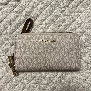 Michael Kors Large Logo and Leather Wristlet